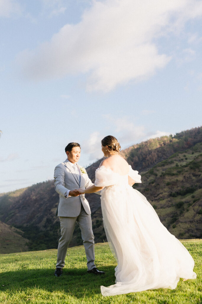 bride and groom at their dream golden hour photos