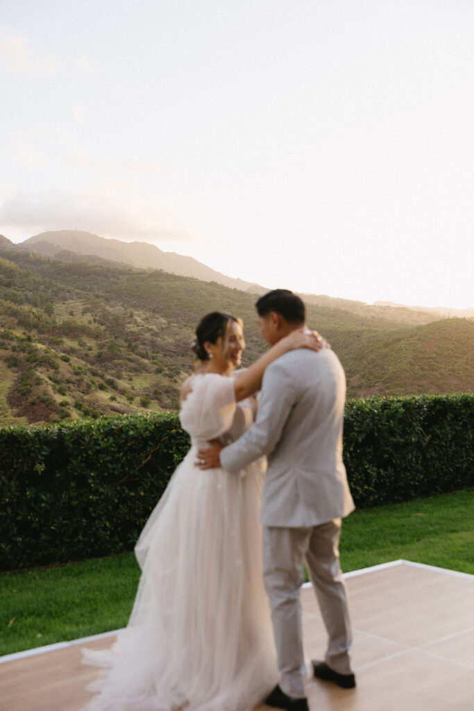 golden hour wedding reception