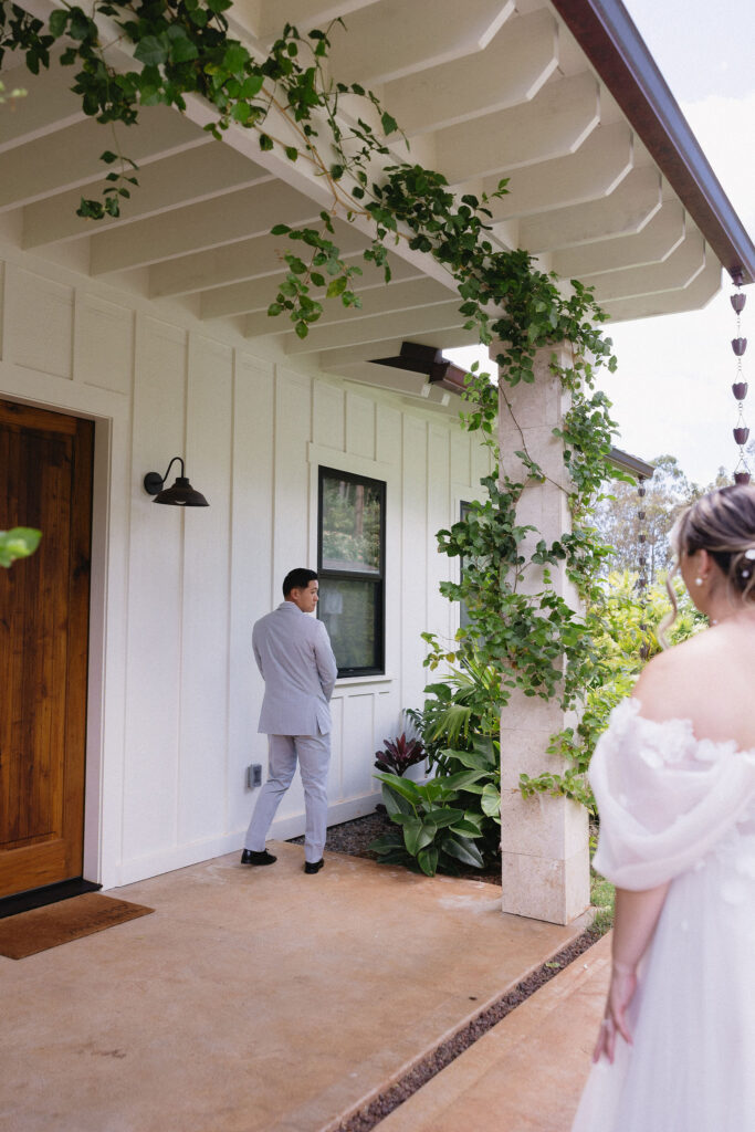 Bride and groom at their first book