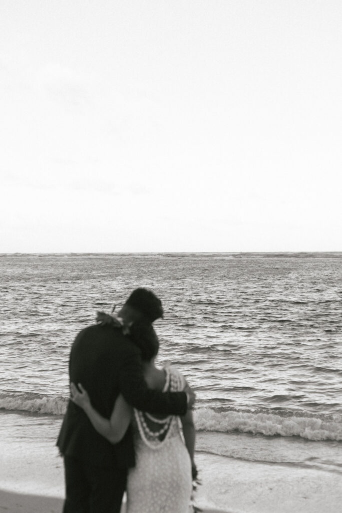 cute picture of the newlyweds hugging