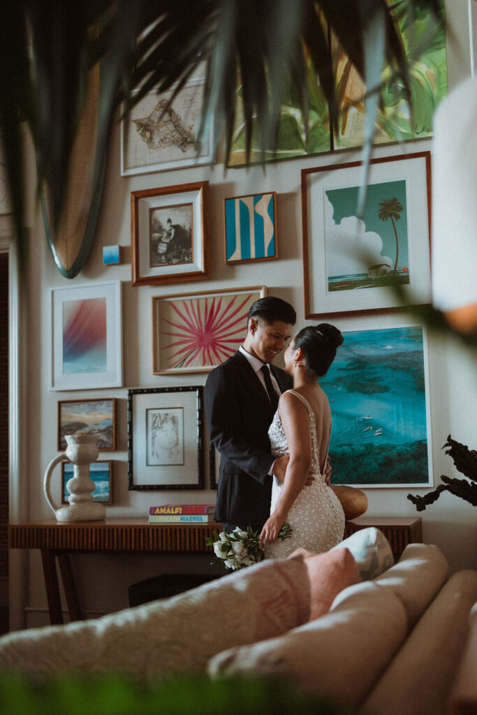 bride and groom at their dream hawaii elopement