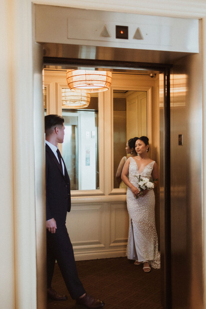bride and groom before heading to their ceremony
