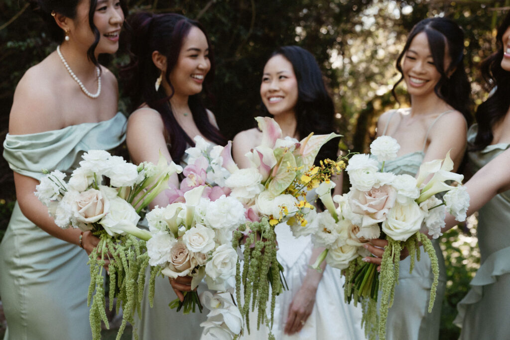 cute portrait of the bride and her bridesmaids