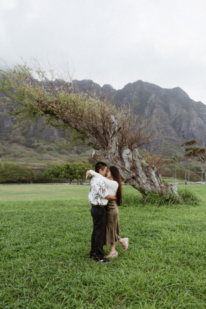 couple at their romantic portraits in hawaii