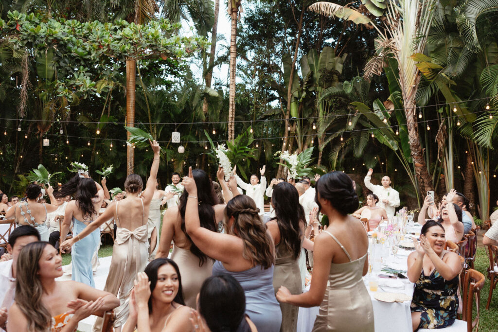 fun outdoor wedding reception party