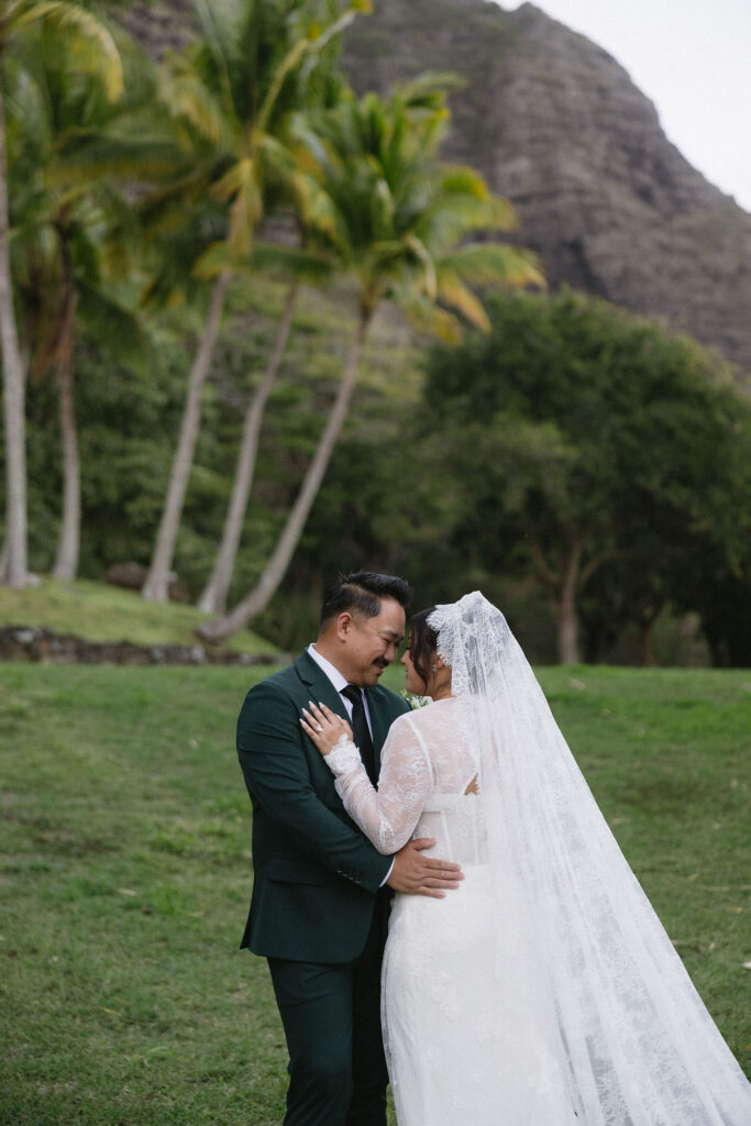cute portrait of the bride and groom before the ceremony