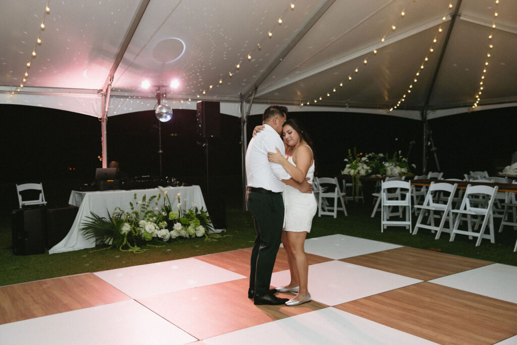 cute picture of the newlyweds at their dream wedding reception