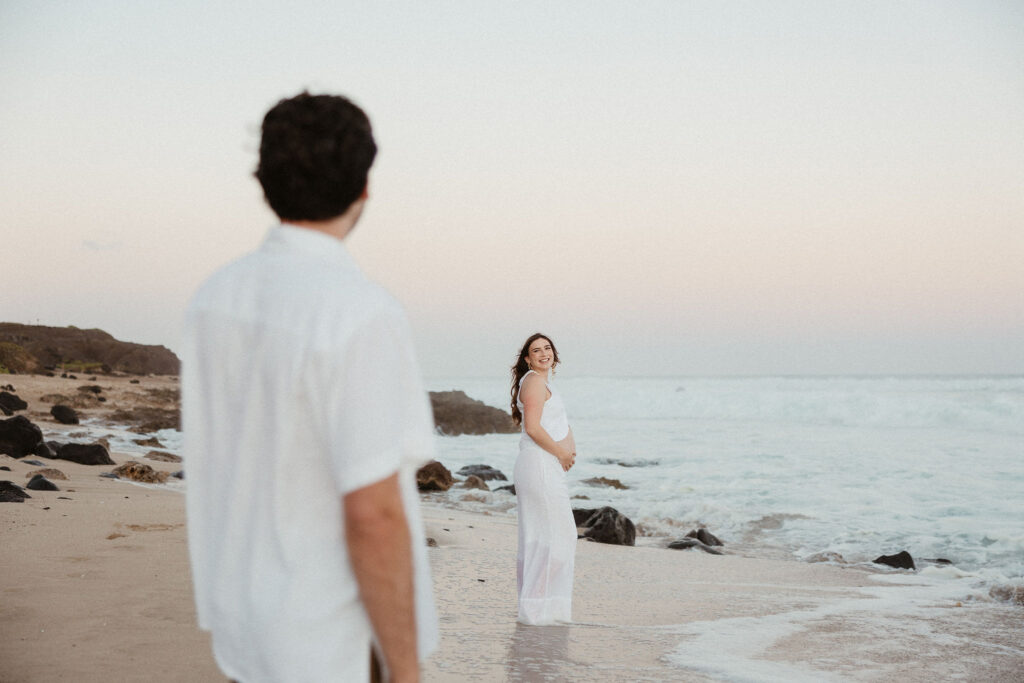 Oahu Maternity Photos at Kaena Point Trail: A Calm and Intimate Sunrise Session