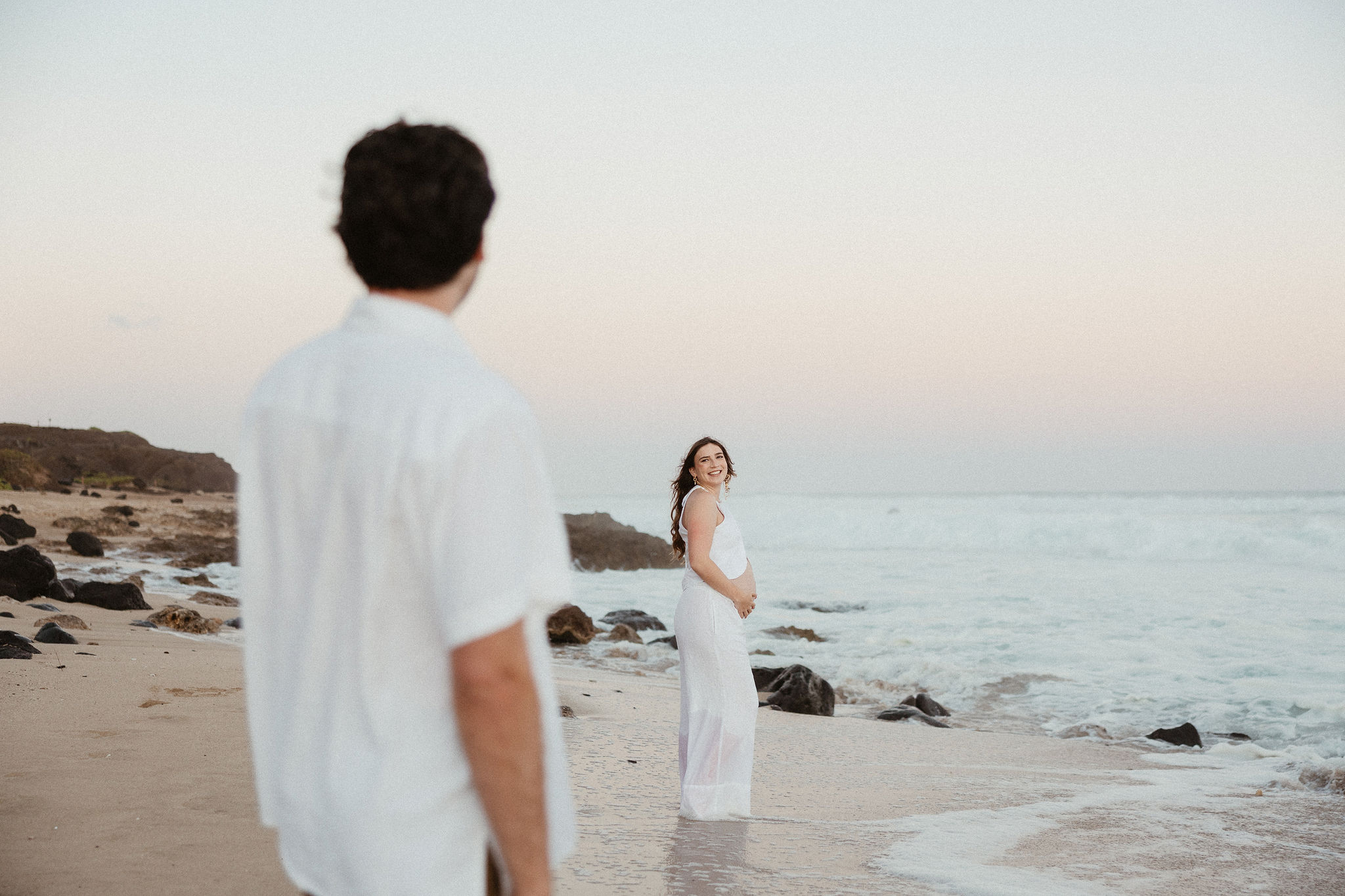 Oahu Maternity Photos at Kaena Point Trail: A Calm and Intimate Sunrise Session
