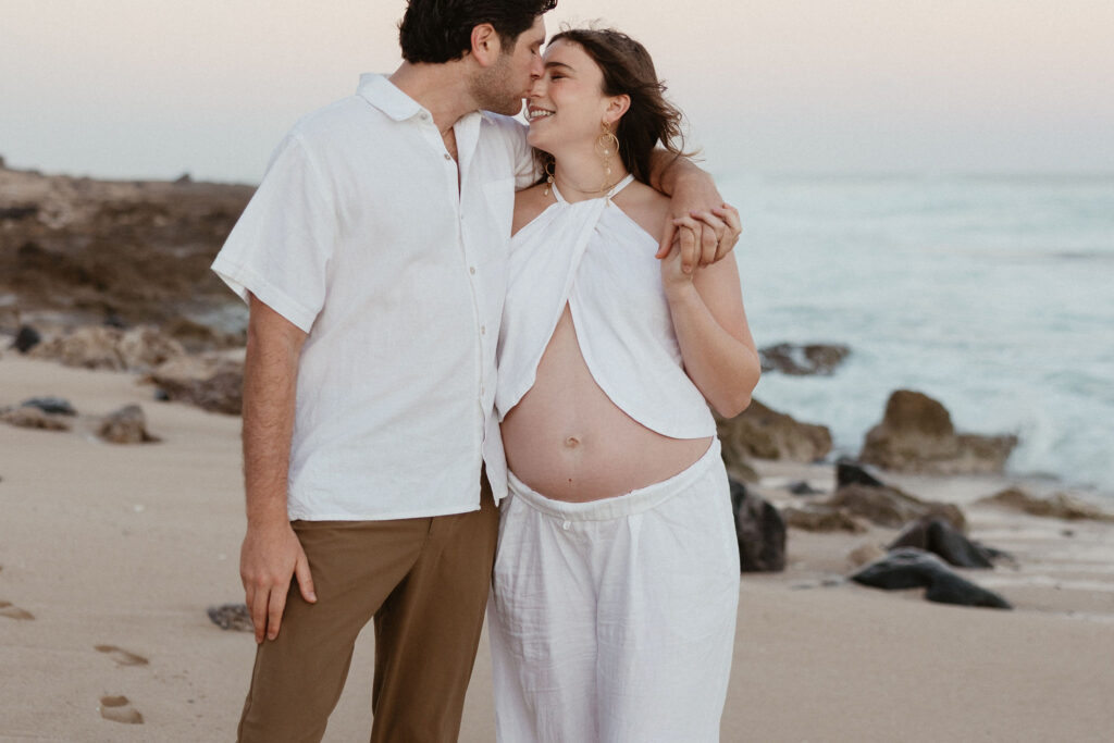 Oahu Maternity Photos at Kaena Point Trail: A Calm and Intimate Sunrise Session