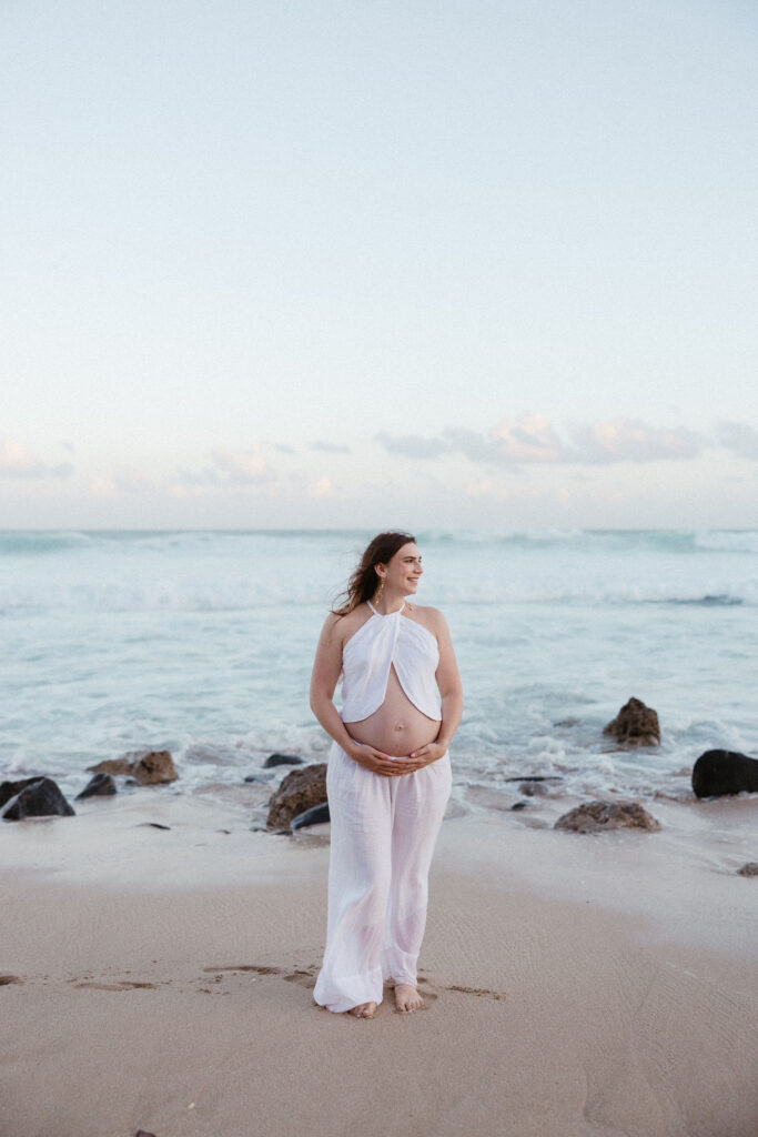 Oahu Maternity Photos at Kaena Point Trail: A Calm and Intimate Sunrise Session