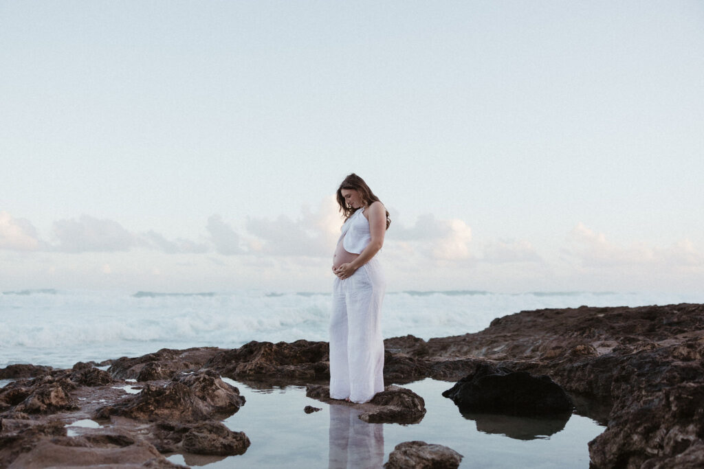 mother to be at her dream beach maternity session