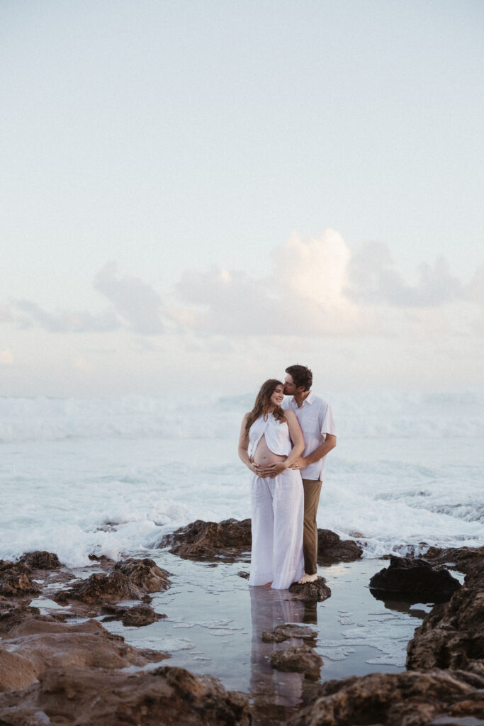 Oahu Maternity Photos at Kaena Point Trail: A Calm and Intimate Sunrise Session