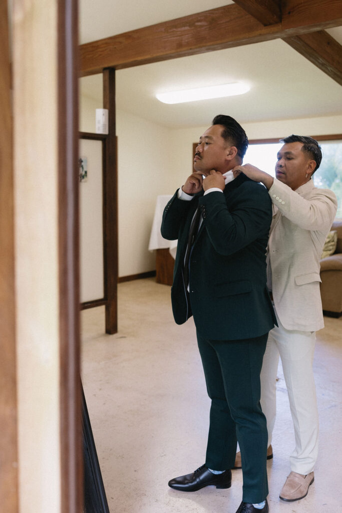 groom getting ready for his wedding ceremony