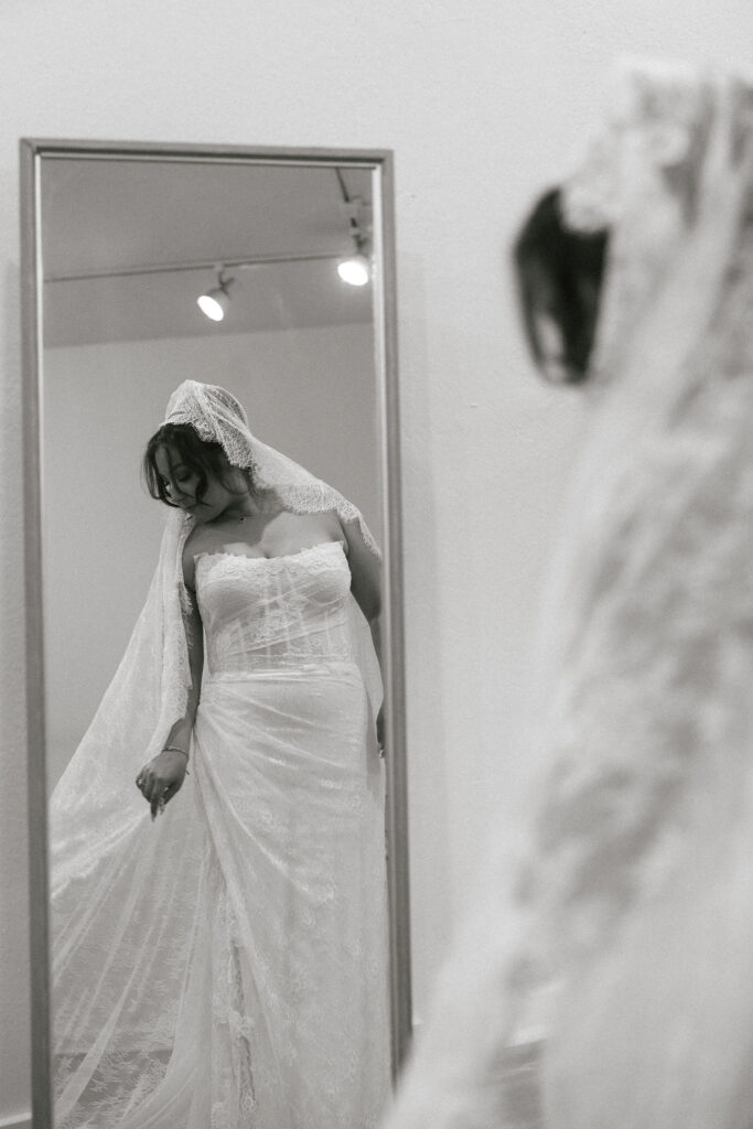 bride before heading to her wedding ceremony