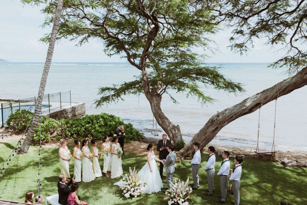 Intimate Honolulu Wedding at Café Julia with a Backyard Hawaii Ceremony