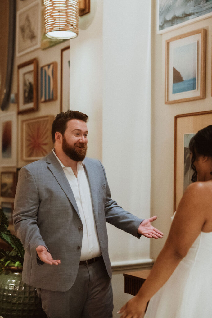 couple emotional during their first look