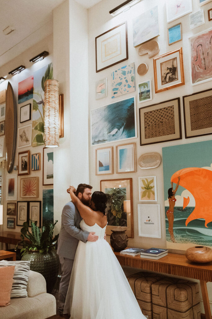 couple hugging after their first look