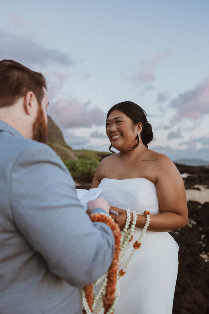 cute couple at their intimate vows