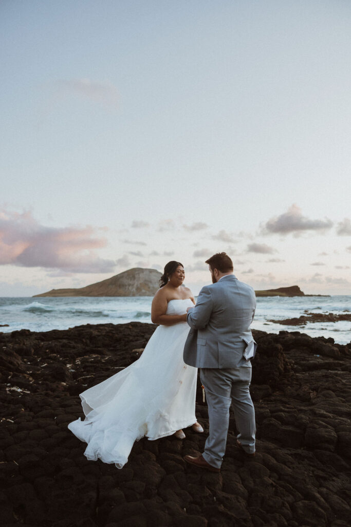cute picture of the bride and groom at their dream photoshoot