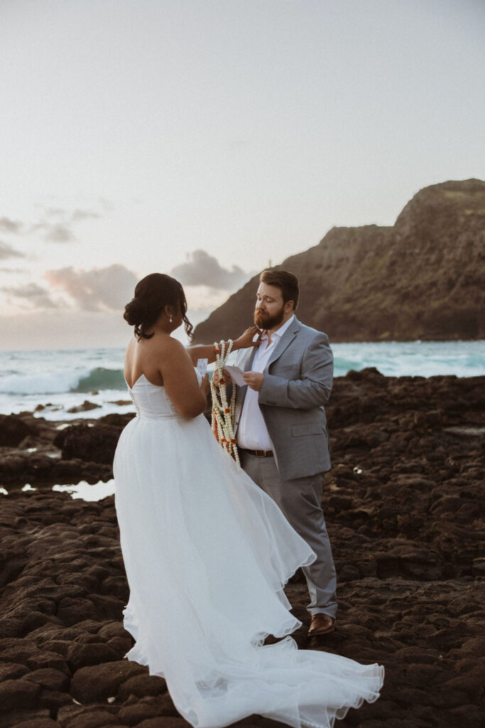 bride and groom during their vows