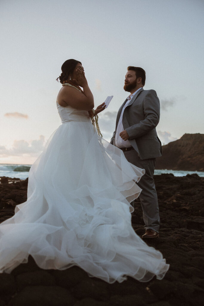 bride and groom emotional during their vows