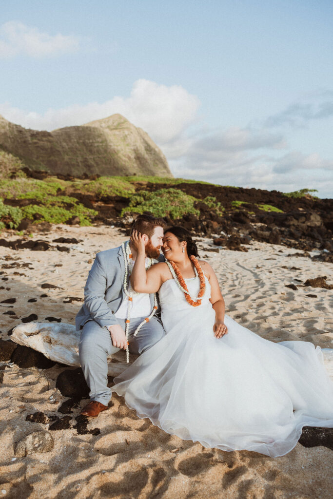 cute picture of the bride and groom at their dream photoshoot