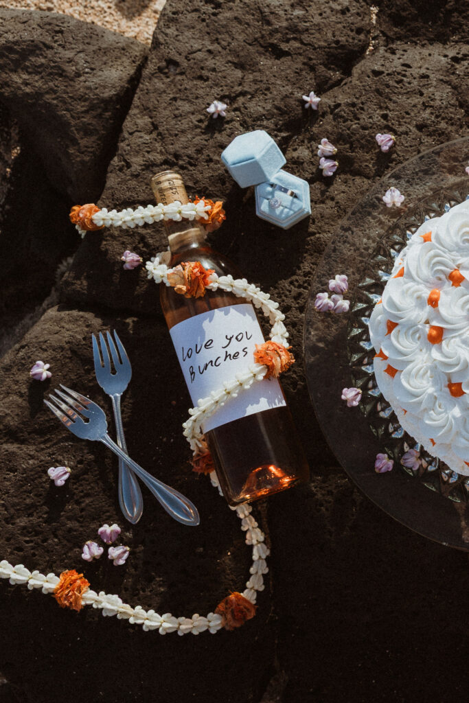 couple celebrating their vow renewal with champagne