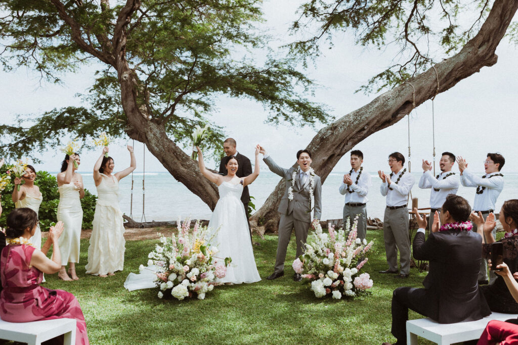 Intimate Honolulu Wedding at Café Julia with a Backyard Hawaii Ceremony