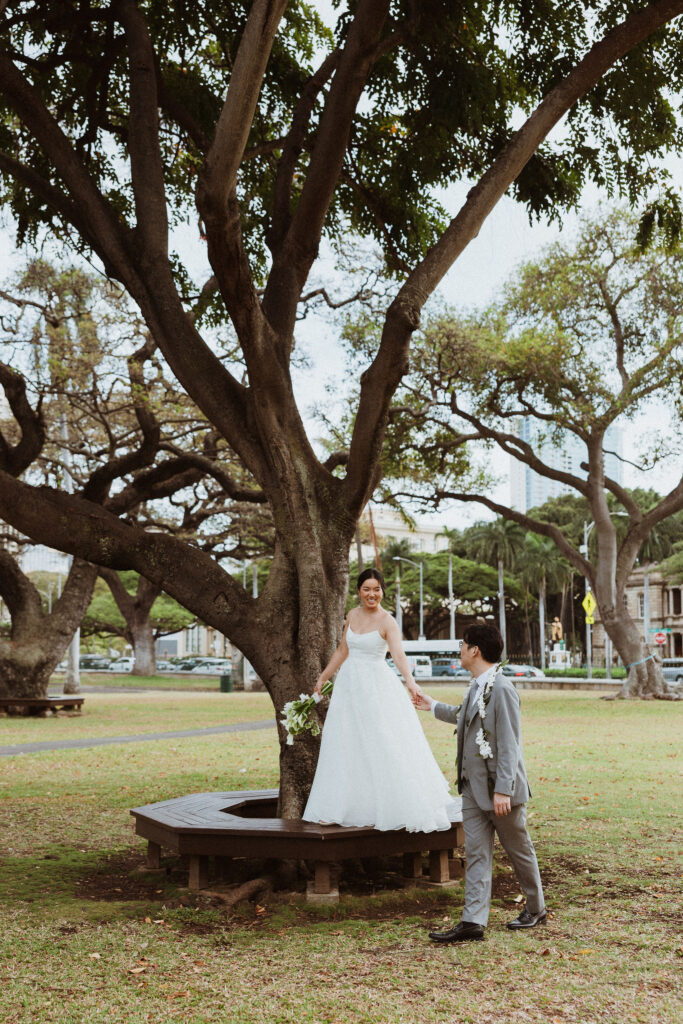 Intimate Honolulu Wedding at Café Julia with a Backyard Hawaii Ceremony