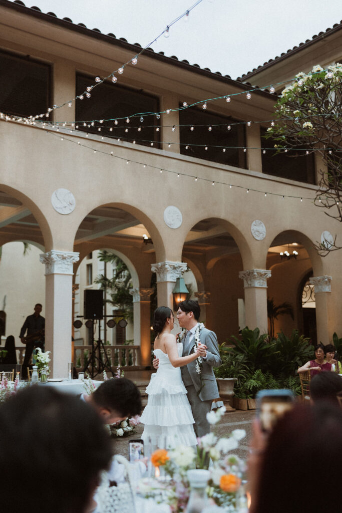newlyweds dancing at their wedding reception