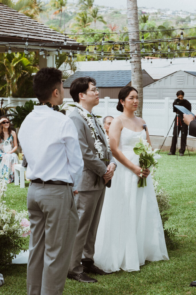 Intimate Honolulu Wedding at Café Julia with a Backyard Hawaii Ceremony