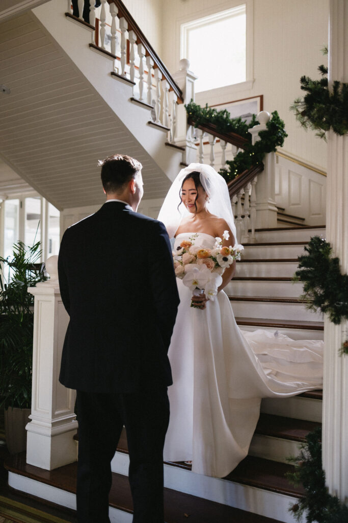 cute picture of the bride and groom at their dream oahu wedding