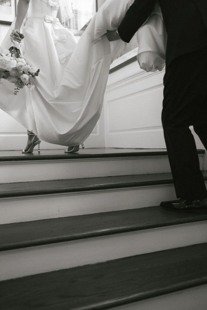bride and groom heading to their wedding ceremony