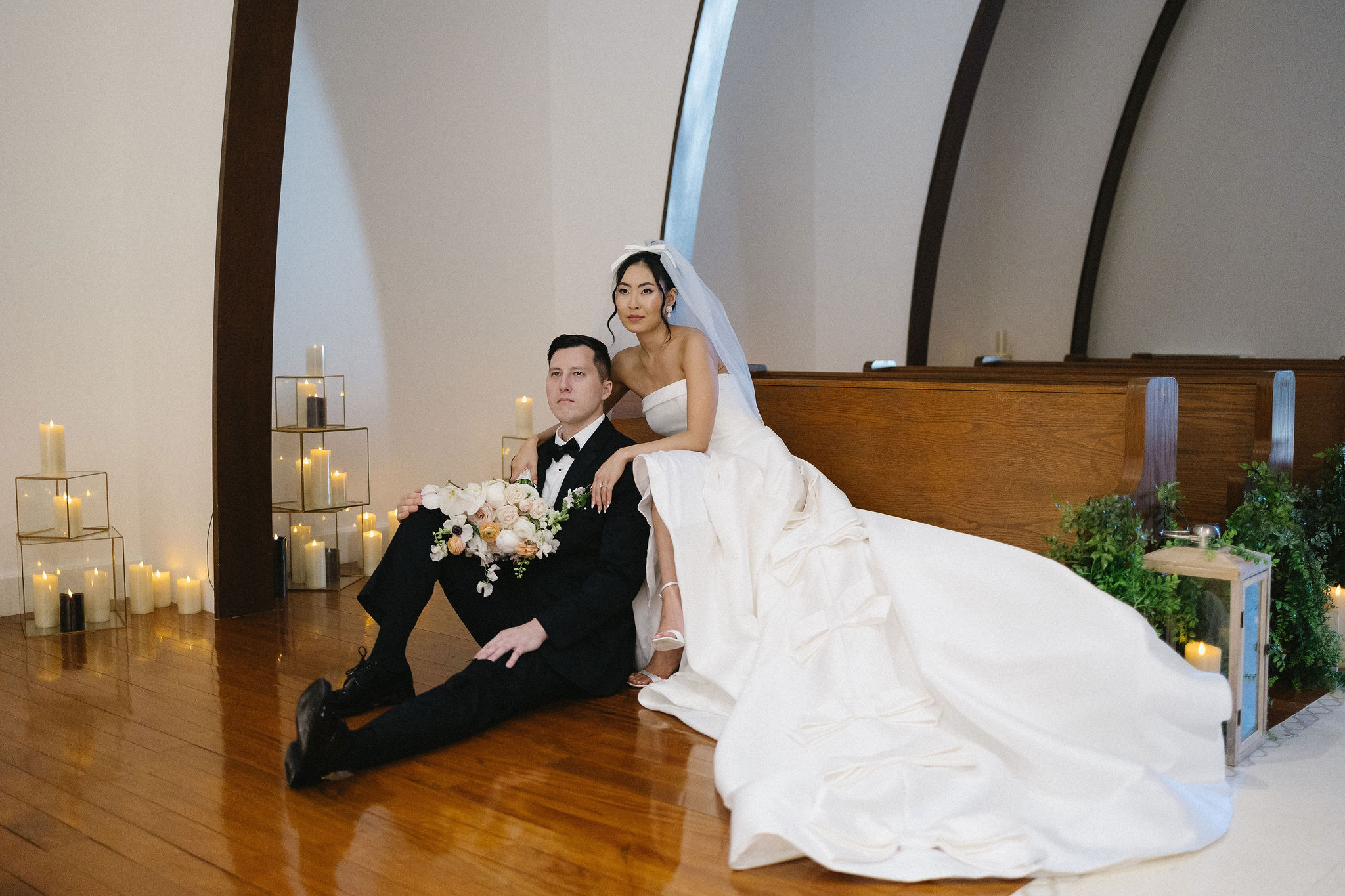cute picture of the bride and groom smiling at each other