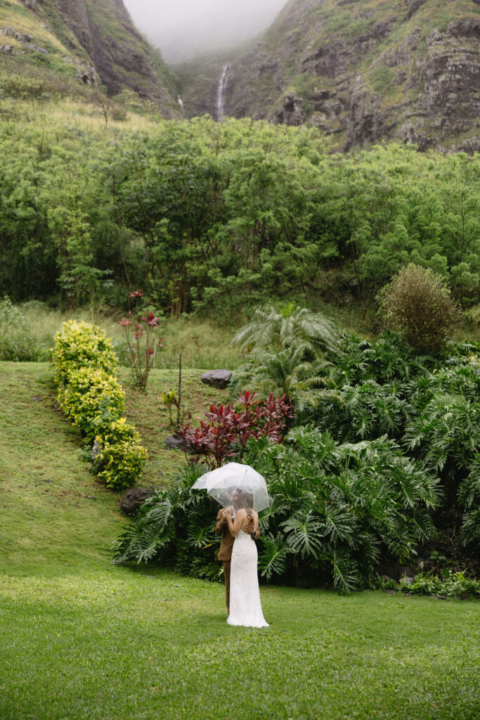 cute picture of the bride and groom hugging