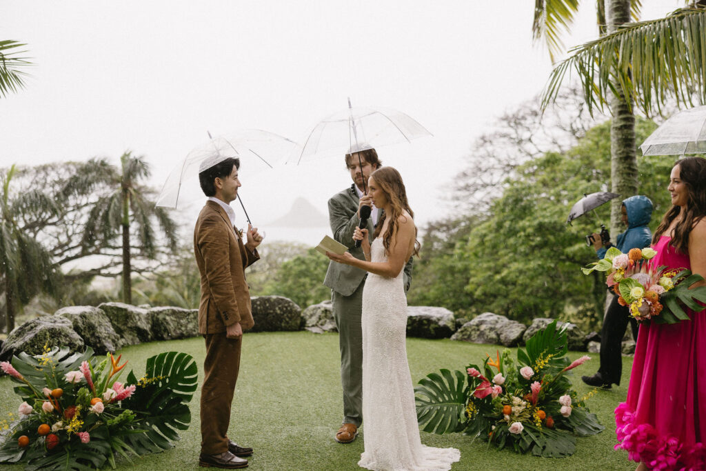 bride and groom emotional during their ceremony