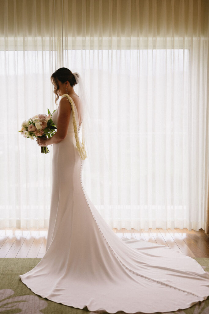 bride before heading to her wedding ceremony