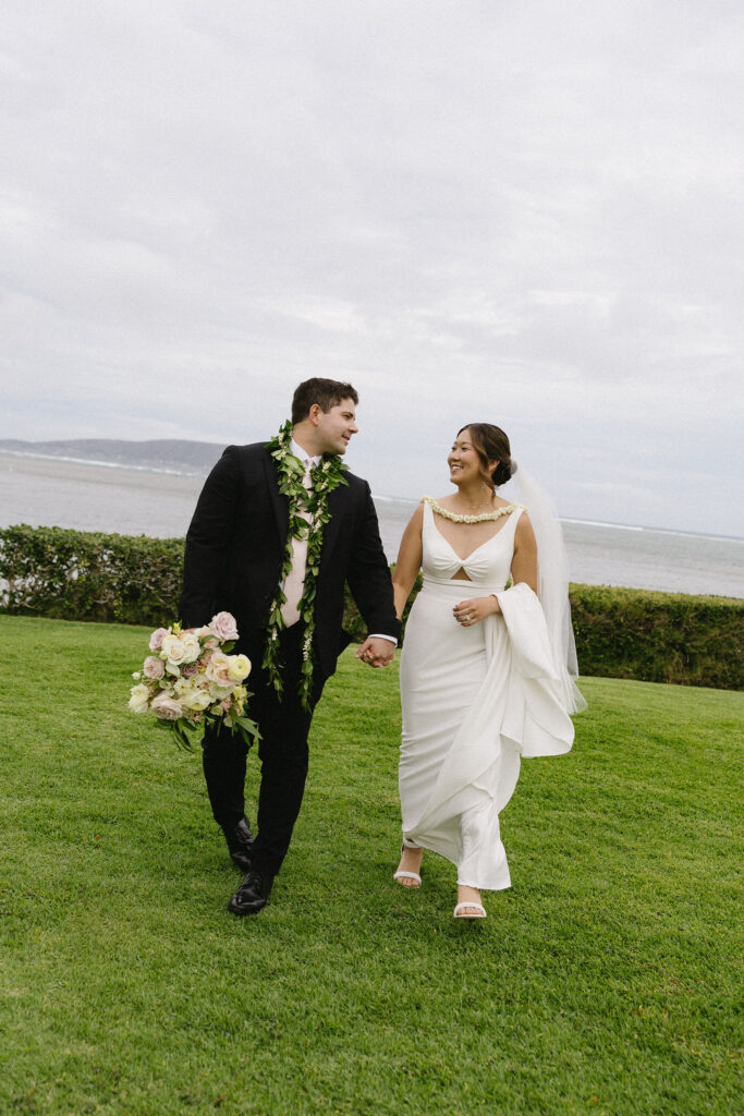 bride and groom at their dream wedding in oahu
