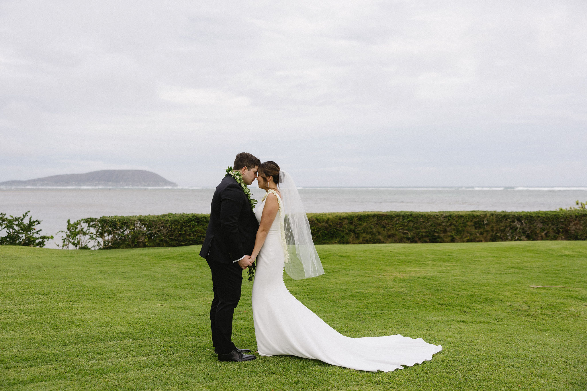cute picture of the newlyweds smiling at each other