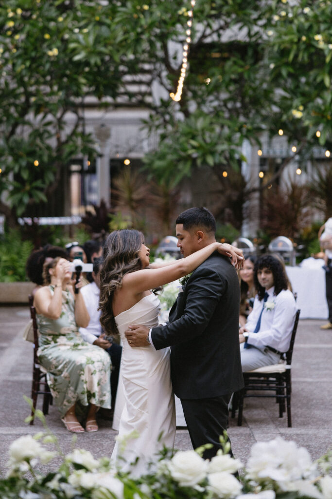 cute picture of the newlyweds at their first dance