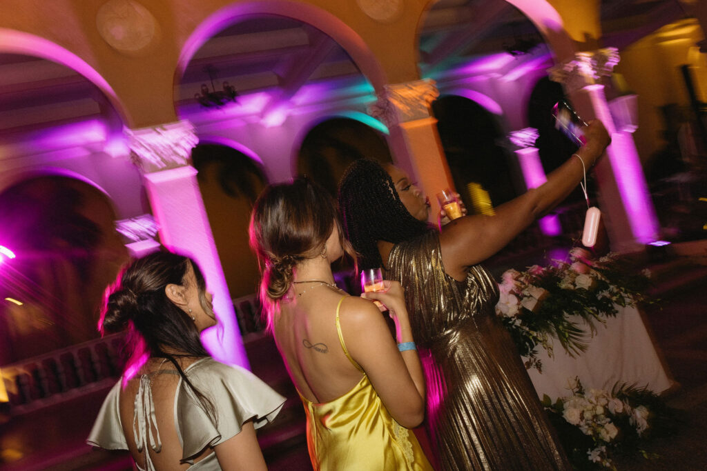 guests having the best time at their wedding reception