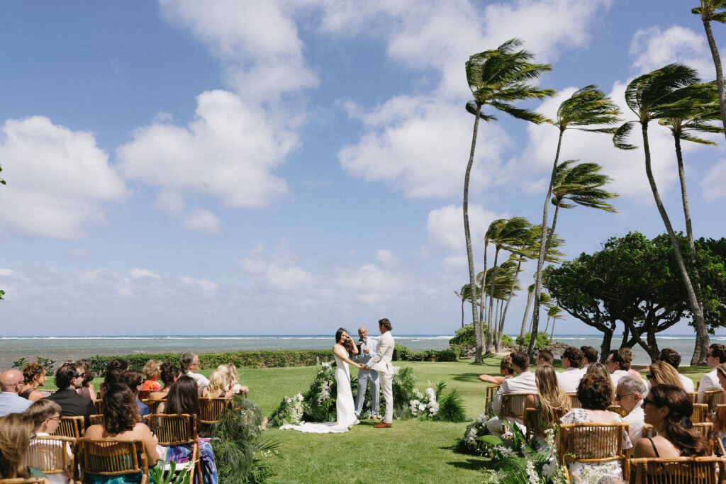 bride and groom at their intimate wedding ceremony
