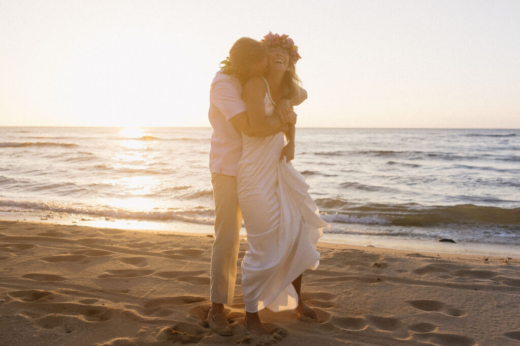 beautiful picture of the newlyweds kissing