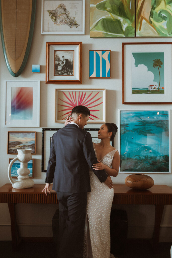 bride and groom at their dream bridal portraits in hawaii