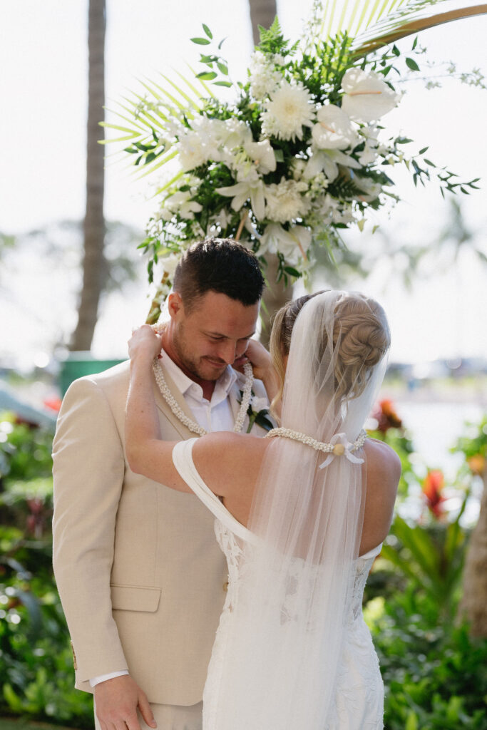 bride and groom emotional during their wedding ceremony