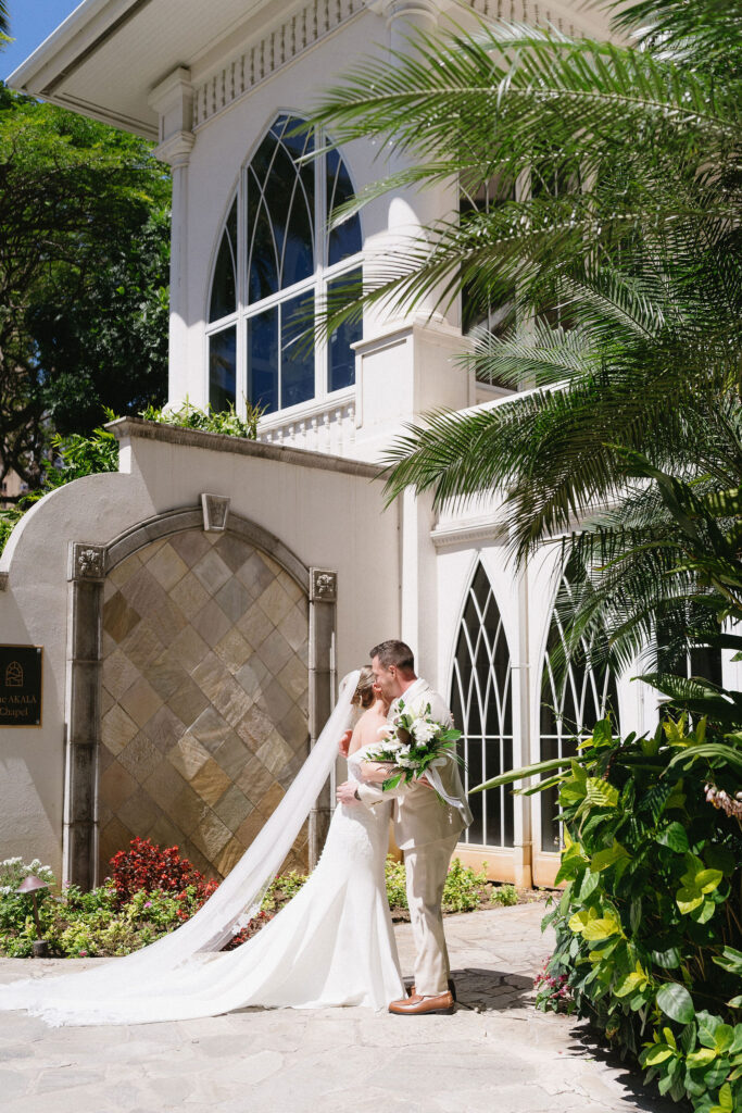 cute picture of the bride and groom hugging after their first look