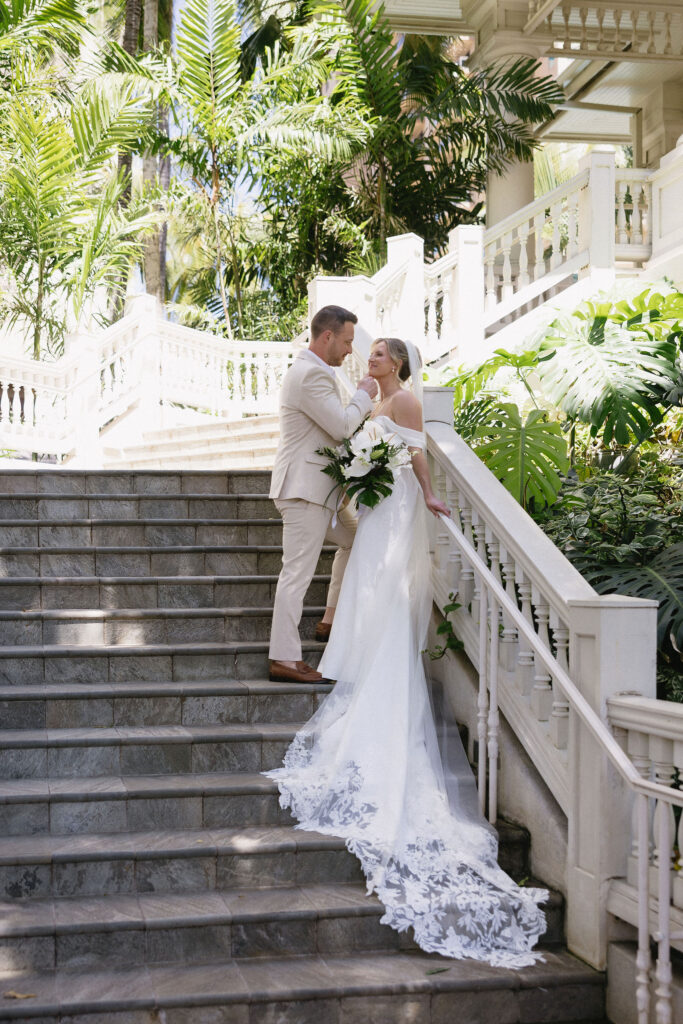 cute picture of the bride and groom at their dream wedding day