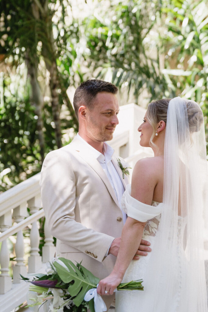 bride and groom before heading to their wedding ceremony