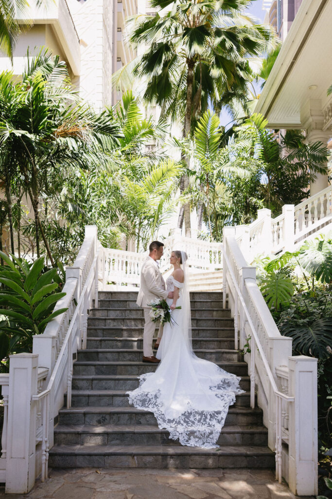 cute picture of the bride and groom at their dream bridal portraits